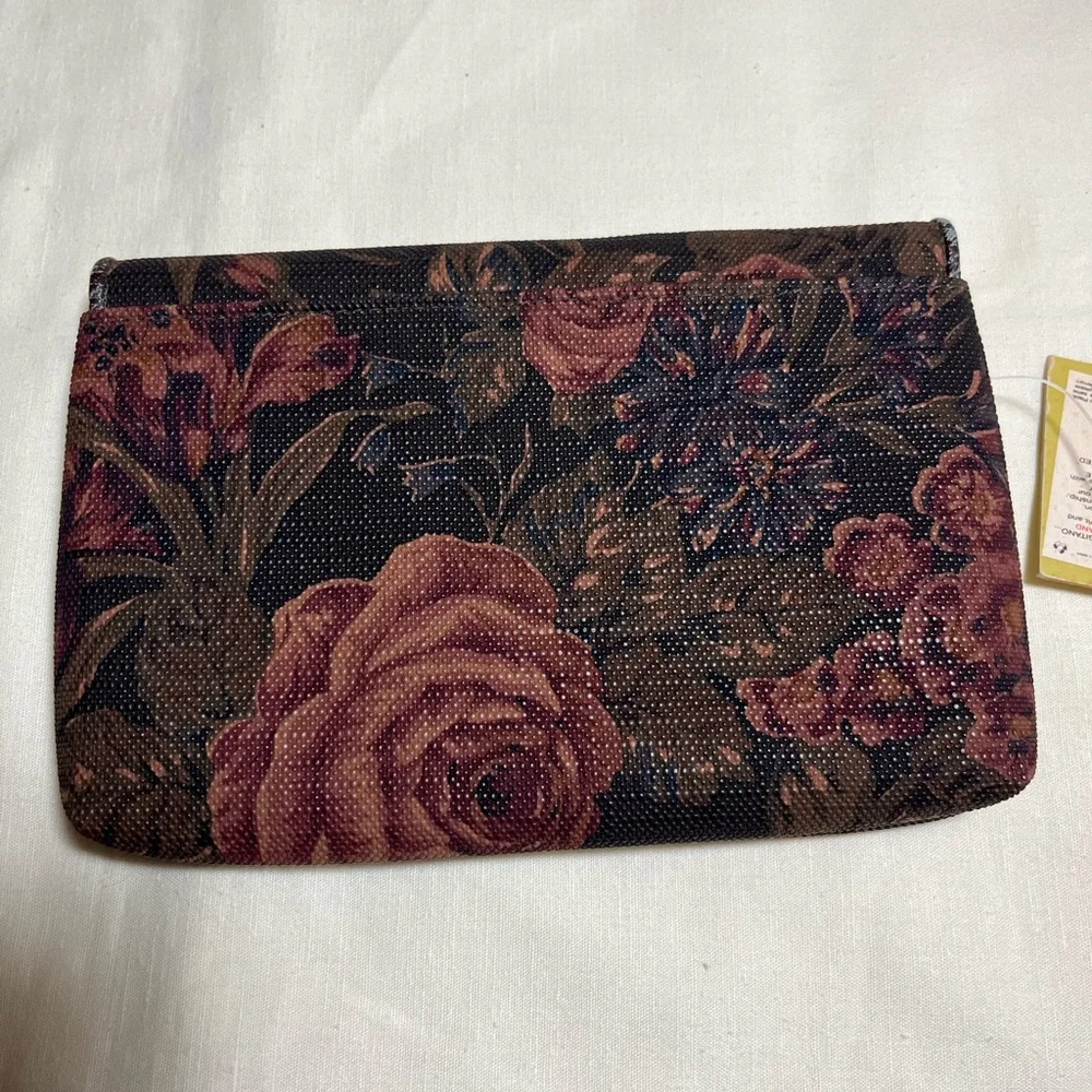 Gitano Fall Colors 90’s Floral Clutch-Matching Checkbook Cover, Snap in Key Ring